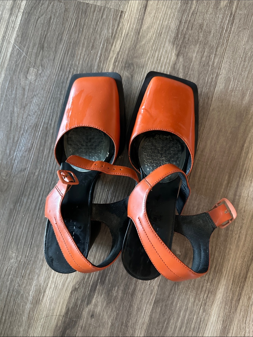 Camper Women’s Orange Square-Toe Slingback Heels